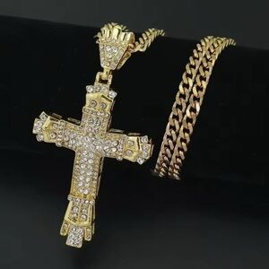 Gold Cross Pendant Necklace with Chain